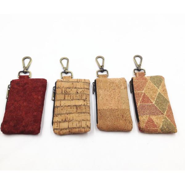 2017 Hot Sale Colored/ Natural Cork Coin Pouches with Brass Zipper