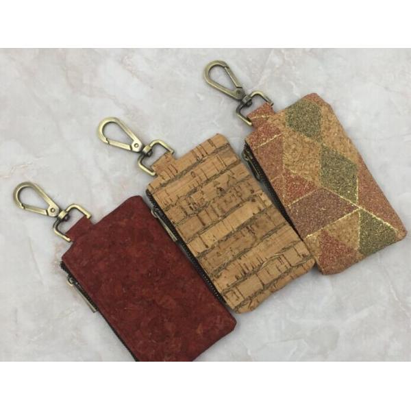 2017 Hot Sale Colored/ Natural Cork Coin Pouches with Brass Zipper