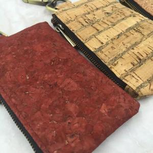2017 Hot Sale Colored/ Natural Cork Coin Pouches with Brass Zipper