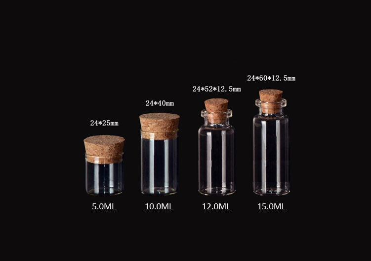 24mm 2017 Wholesale Glass Jars Bottles with Cork Lid, Glass Bottles for Storage, Good Quality and Competitive Price