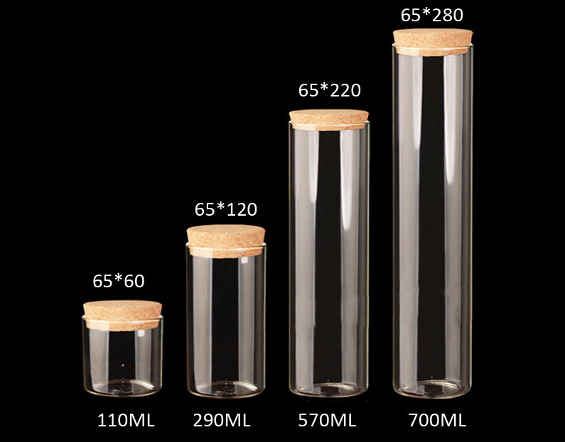 65mm Wholesale Empty Glass Jars Bottles with Cork lid, for Party Favors, DIY, Arts & Crafts, Projects, Decoration