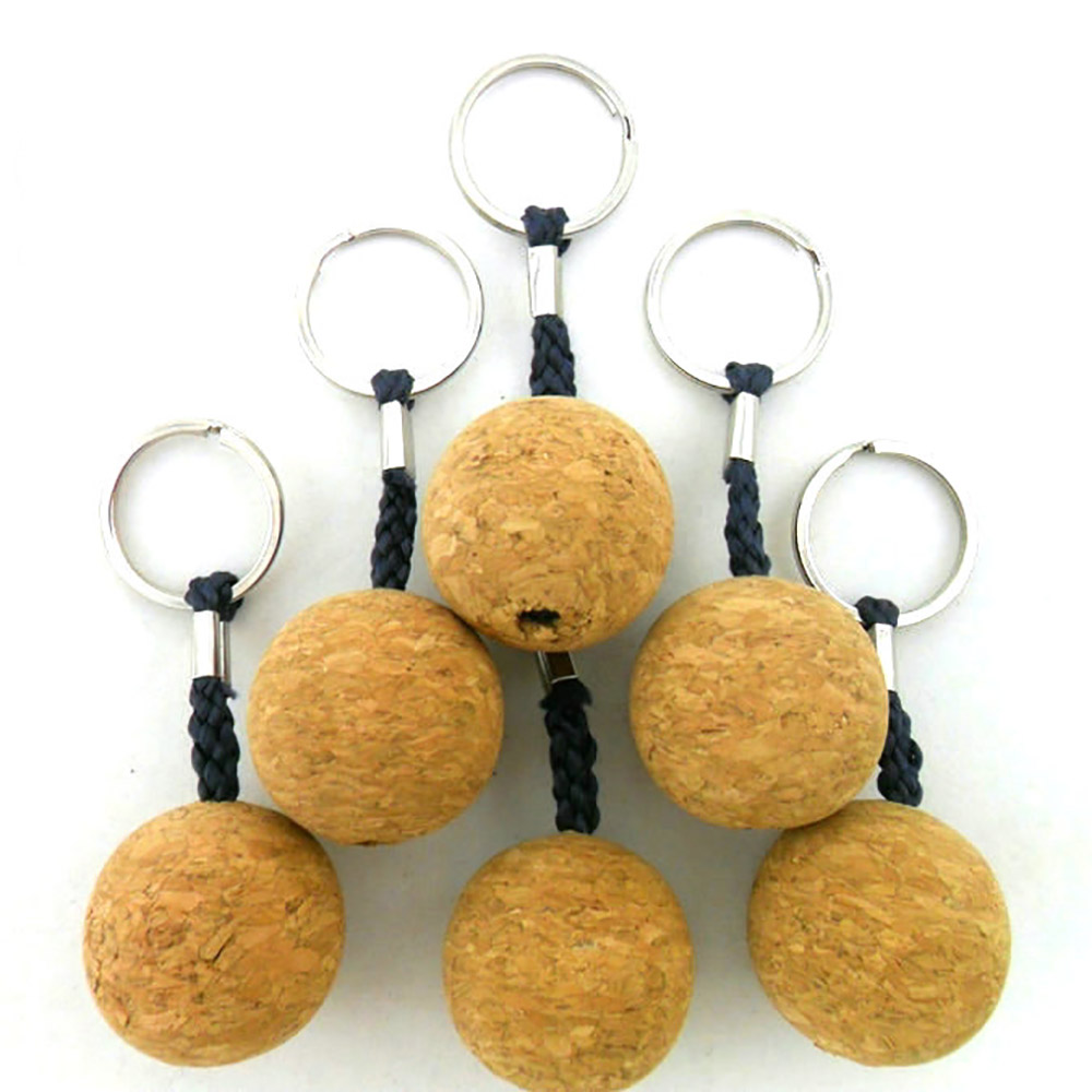 Amazon Hot Sell 60mm Cork Ball Floating Keyring in Navy Blue Color and Customized Size