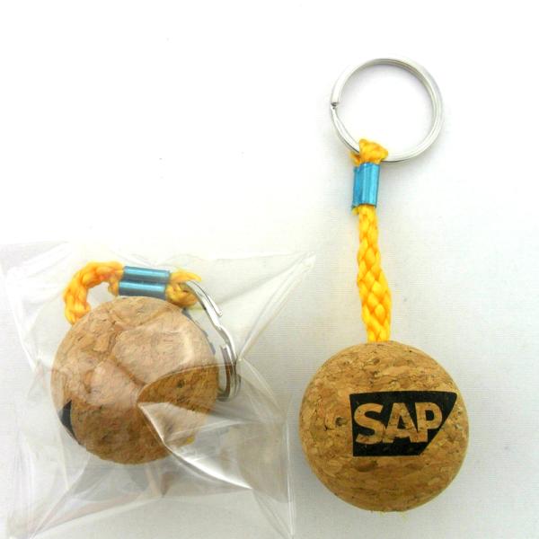 Amazon Hot Sell 60mm Cork Ball Floating Keyring in Navy Blue Color and Customized Size