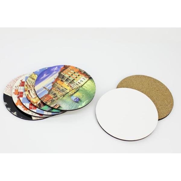 China Sublimation Blanks MDF Drink Coasters Wholesle with Cork Back- 4" Round Shape