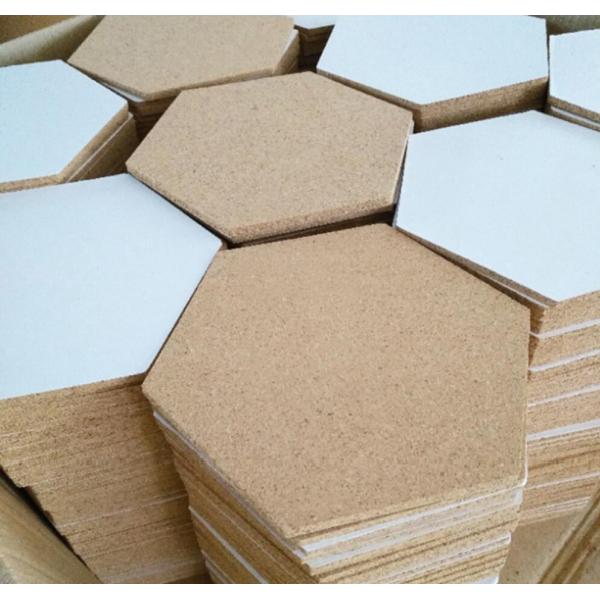 China Wholesale 12'' Hexagon Adhesive Cork Tile for Notice Bulletin Board in Nature Color
