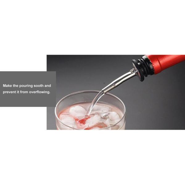 Customized Food Grade Stainless Steel Liquor Pourer with TPE/Silicon Stopper and Black Cap