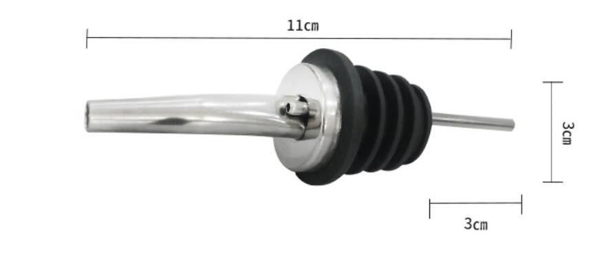 Customized Food Grade Stainless Steel Liquor Pourer with TPE/Silicon Stopper and Black Cap