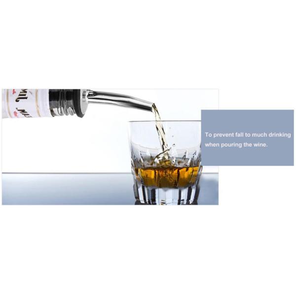 Customized Food Grade Stainless Steel Liquor Pourer with TPE/Silicon Stopper and Black Cap