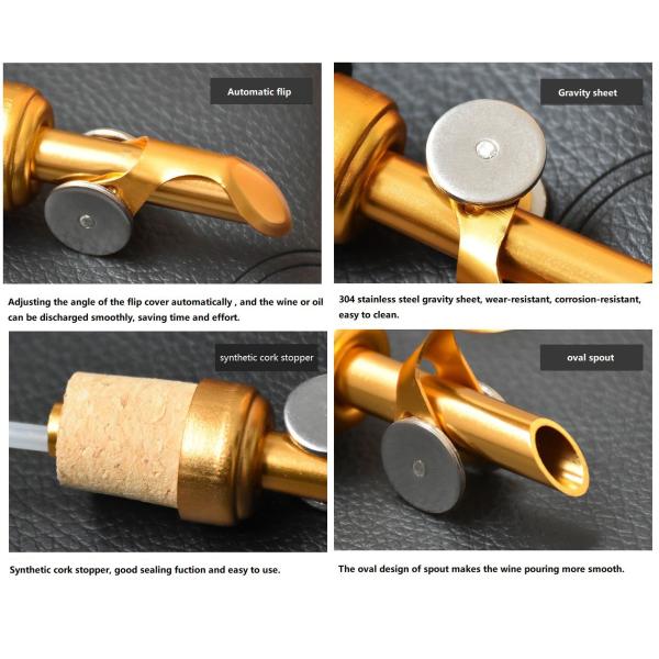 Factory Wholesale 12cm Weighted Oil Pourer, Self Closing Spout, 4 Colors Available Siver/Gold/Red/Green