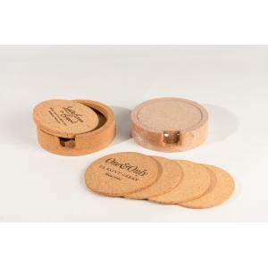 HOT SALE 4'' Round Cork Coaster Set of 4 With Holder Cork for Bar or Home Decoration