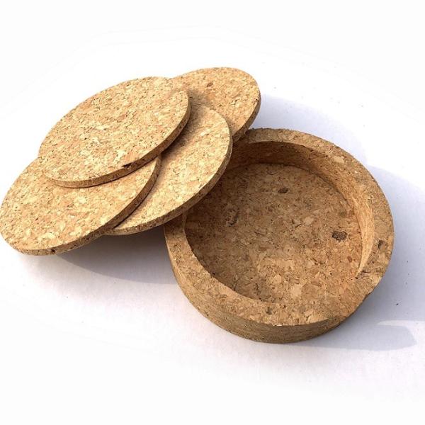 HOT SALE 4'' Round Cork Coaster Set of 4 With Holder Cork for Bar or Home Decoration