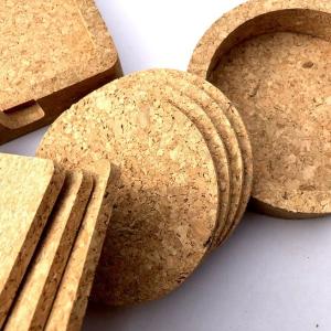 HOT SALE 4'' Square Cork Coaster Set of 4 With Holder Cork for Bar or Home Decoration