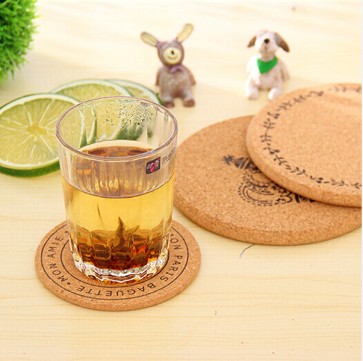 Hot Sale Cork Coaster with silkscreen printed logo, customized size is available