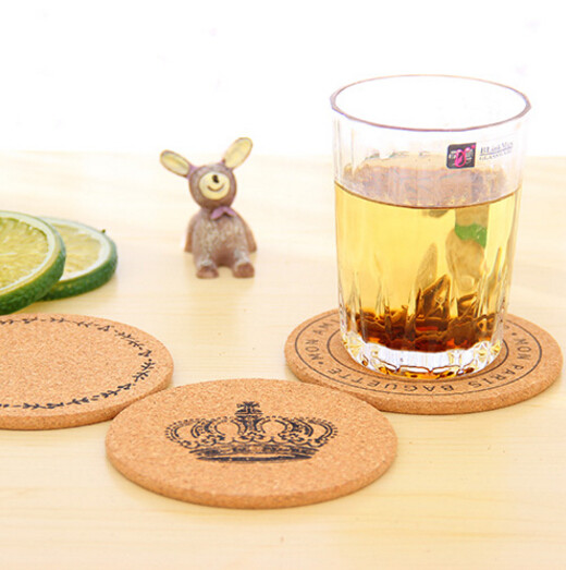 Hot Sale Cork Coaster with silkscreen printed logo, customized size is available