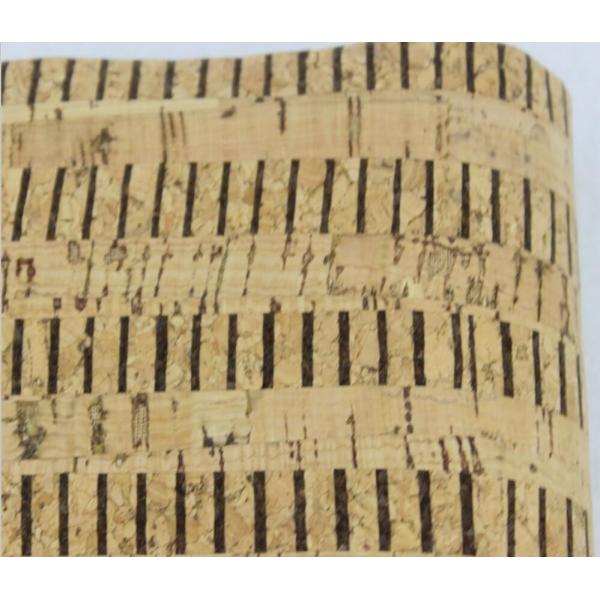 Hot Sell 1.35m Width Cork Fabric with Black Color Stripes by Yard for Sewing Machine