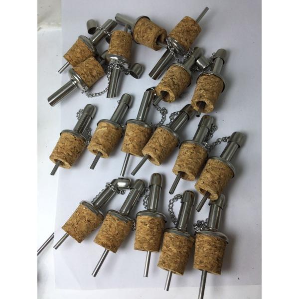 NEW Stainless Steel Cork Pourer Spout with Metal Cap for 20mm Wine Olive Oil Bottle