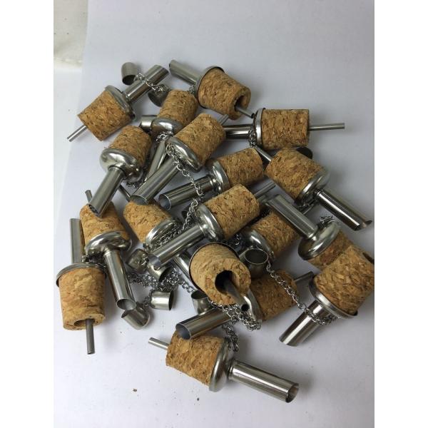 NEW Stainless Steel Cork Pourer Spout with Metal Cap for 20mm Wine Olive Oil Bottle