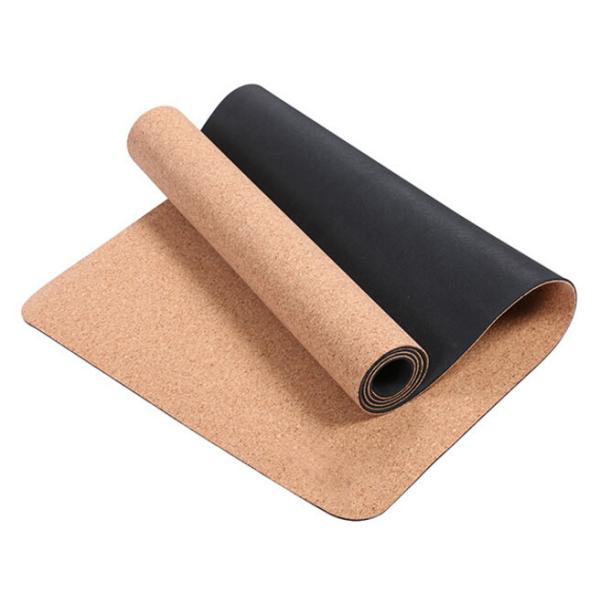 On Sale Eco-Friendly Anti Slip Natural Rubber Cork Yoga Mat thickness 3~8mm