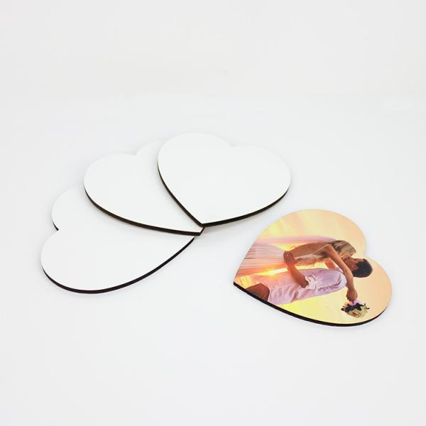Popular 110x110mm Heart Shape Sublimation MDF Blank Coaster for Gift or Promotion