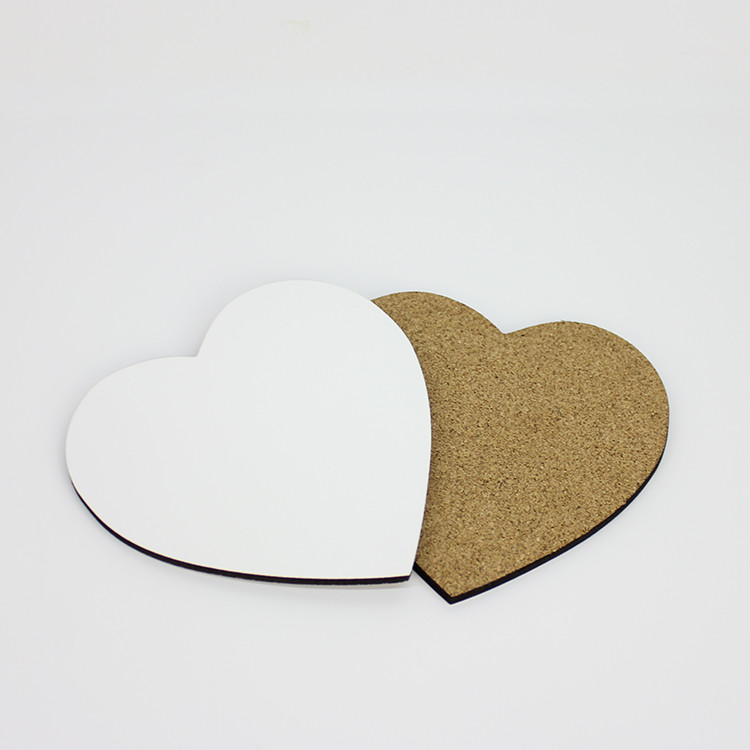Popular 110x110mm Heart Shape Sublimation MDF Blank Coaster for Gift or Promotion