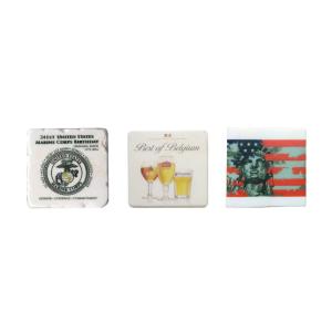 Popular Good Quality Anti Slip Marble Stone Coaster Customized Size and Printed Logo