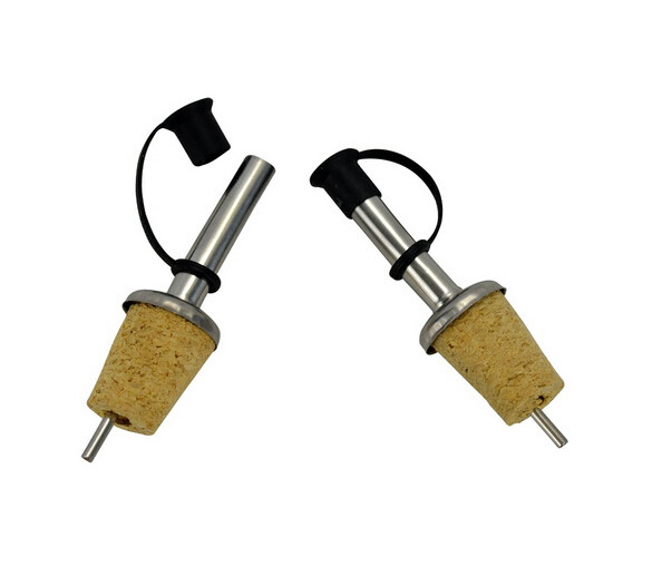 Popular wholesale Stainless Steel Pourer with Cork for Ceramic/Olive Oil bottle
