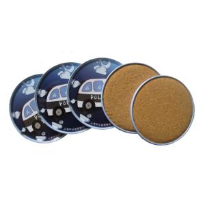 Promotional cheap fashion tin coaster with cork base set 4 in tin box Promotional cheap fashion tin coaster with cork base set 4 in tin box