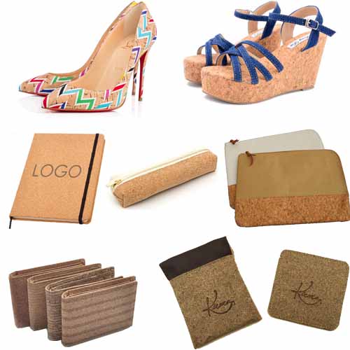 Promotional Nature Cork Fabric/Leather for bag and shoes making with PU backing,waterproof and dust resistance