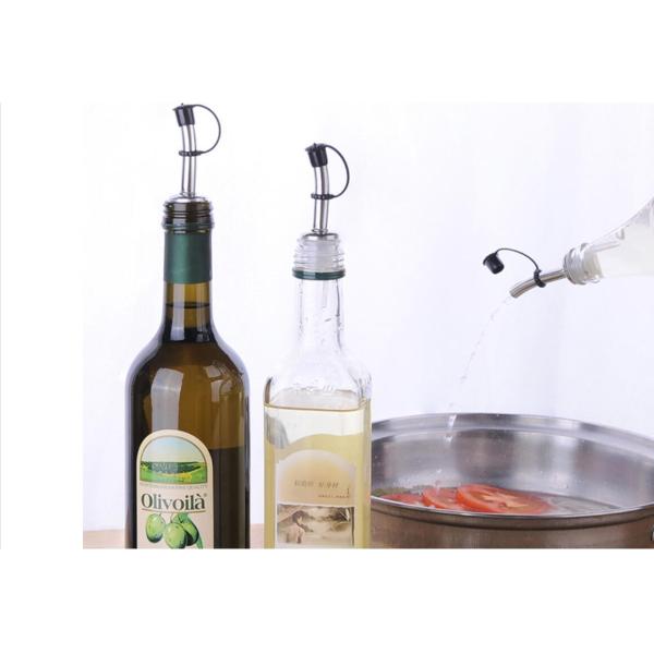 Promotional Stainless Steel Pourer for Olive Oil Bottle with Plastic White or Black Cap