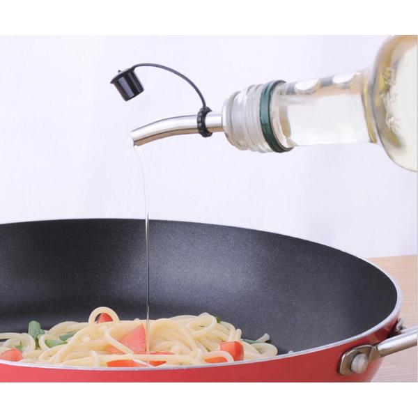 Promotional Stainless Steel Pourer for Olive Oil Bottle with Plastic White or Black Cap