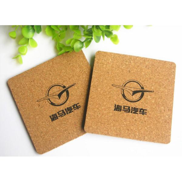 PVC box packaging Wooden cork coaster Customized size and printed logo for home and hotel