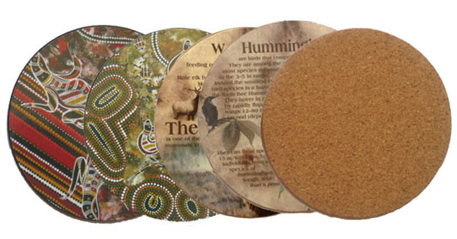 Round Shape cork coaster Customized size and printed logo for home and hotel