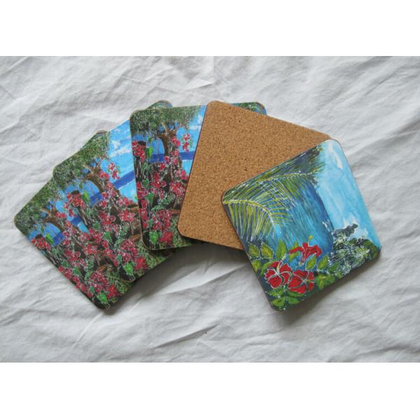 Square Shape cork coaster Customized size and printed logo for home and hotel