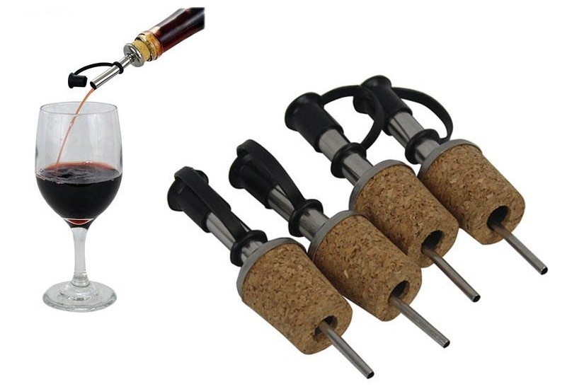 Stainless Steel Bottle Pourer Spout Dispenser Olive Oil Liquor Bottle with Cork Stopper