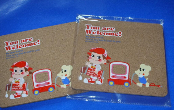 Thermal Transfer Printing logo, Nature Cork Coaster with silkscreen logo, good for heat insulation