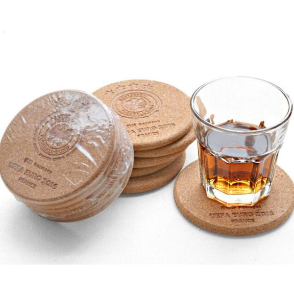 Top Rated Nature Cork Coaster with silkscreen logo, good for home and hotel