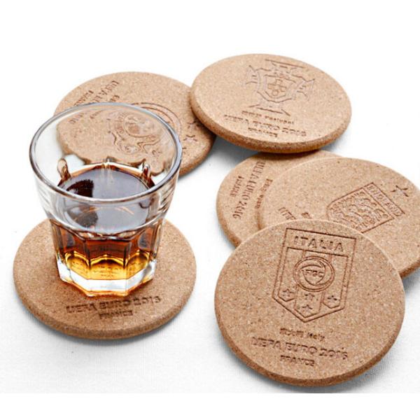 Top Rated Nature Cork Coaster with silkscreen logo, good for home and hotel
