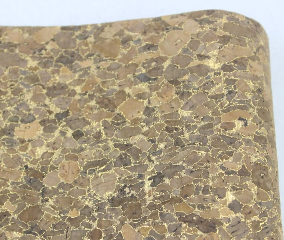 Wholesale 1.35m Width Nature Cork Fabric/Leather with Dark and Golden Color for Sofa, Phone Cover Making