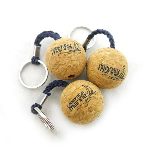 Wholesale Price 50mm Cork Ball Floating Key Chain with Navy Roper and Custom Printed Logo Printing